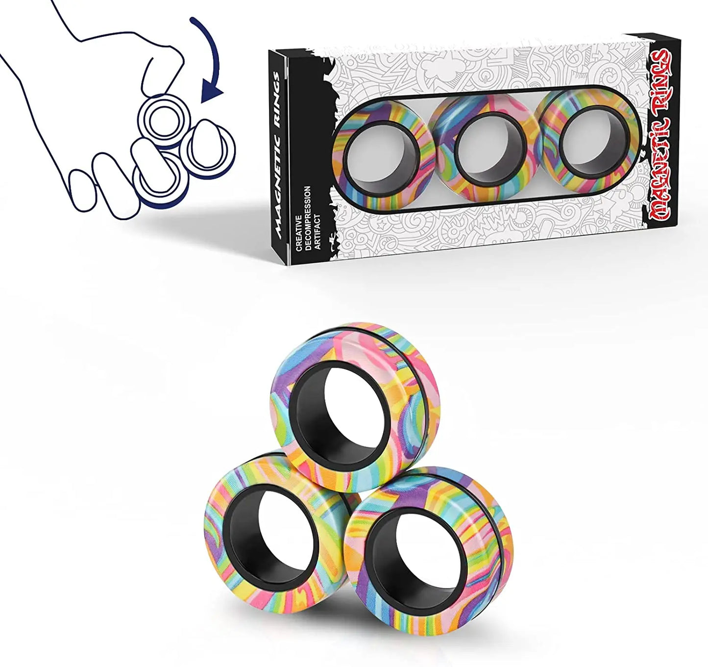 Magnetic Fidget Spinner Rings Set