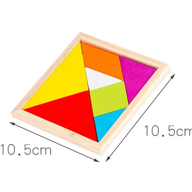 Wooden Tangram Shape Puzzle Toy for Kids