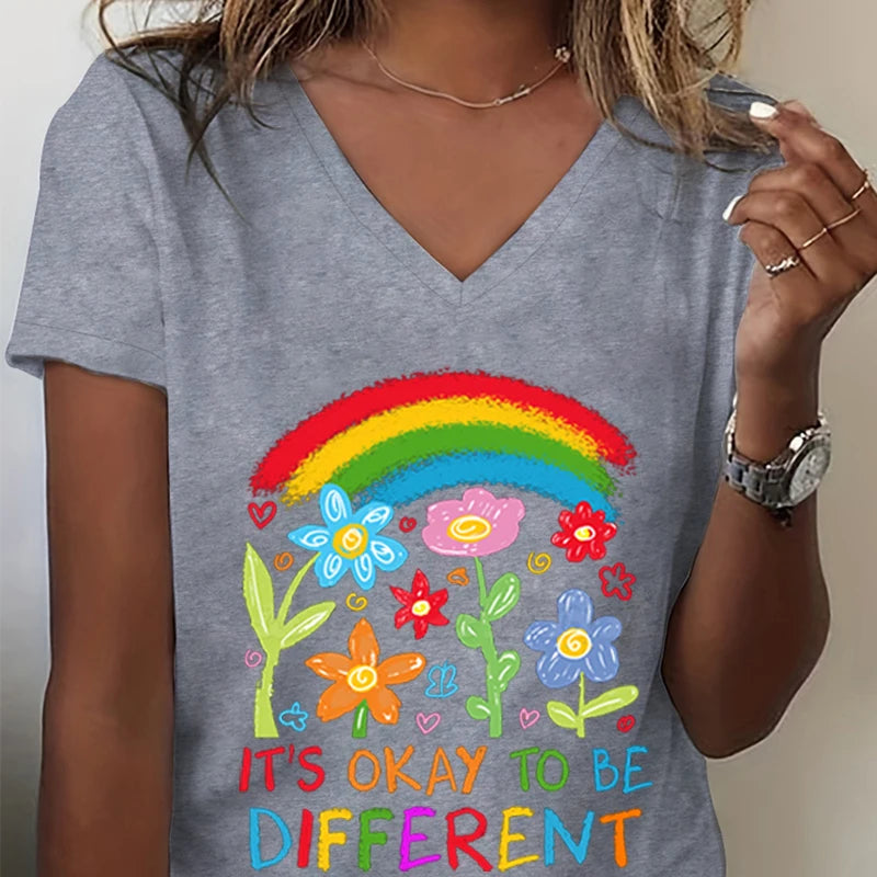 Rainbow Autism Awareness Flower T-Shirt