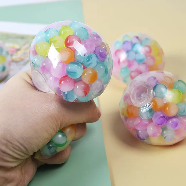 Rainbow Bead Stress Ball – 6cm Squishy Decompression Toy for Kids & Adults
