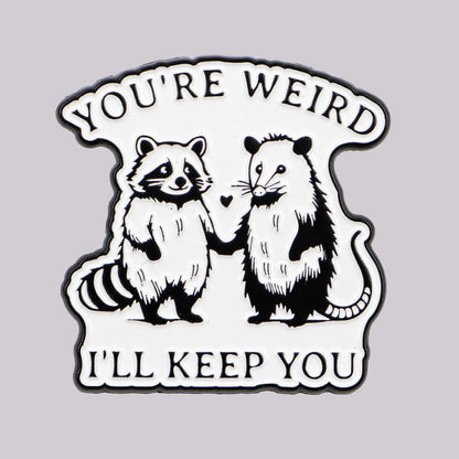 Funny Opossum Raccoon Enamel Pin Set