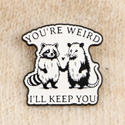 Funny Opossum Raccoon Enamel Pin Set