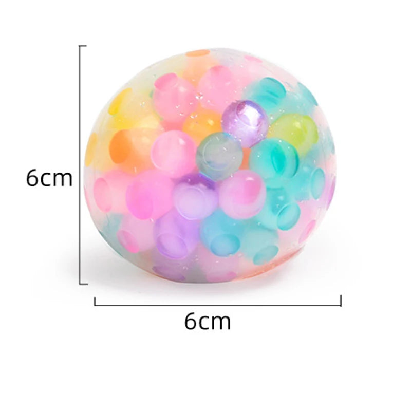 Rainbow Bead Stress Ball – 6cm Squishy Decompression Toy for Kids & Adults