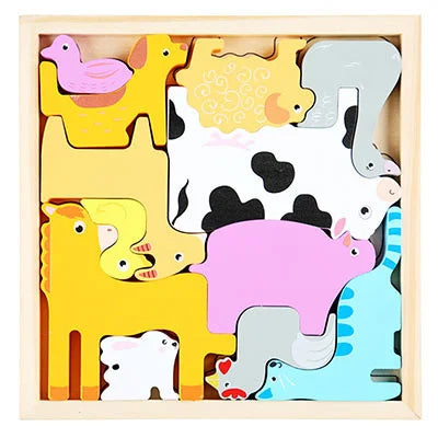 Wooden Tangram Shape Puzzle Toy for Kids