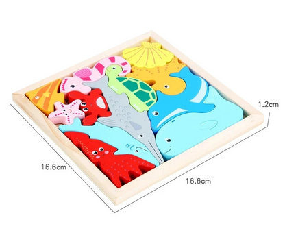 Wooden Tangram Shape Puzzle Toy for Kids