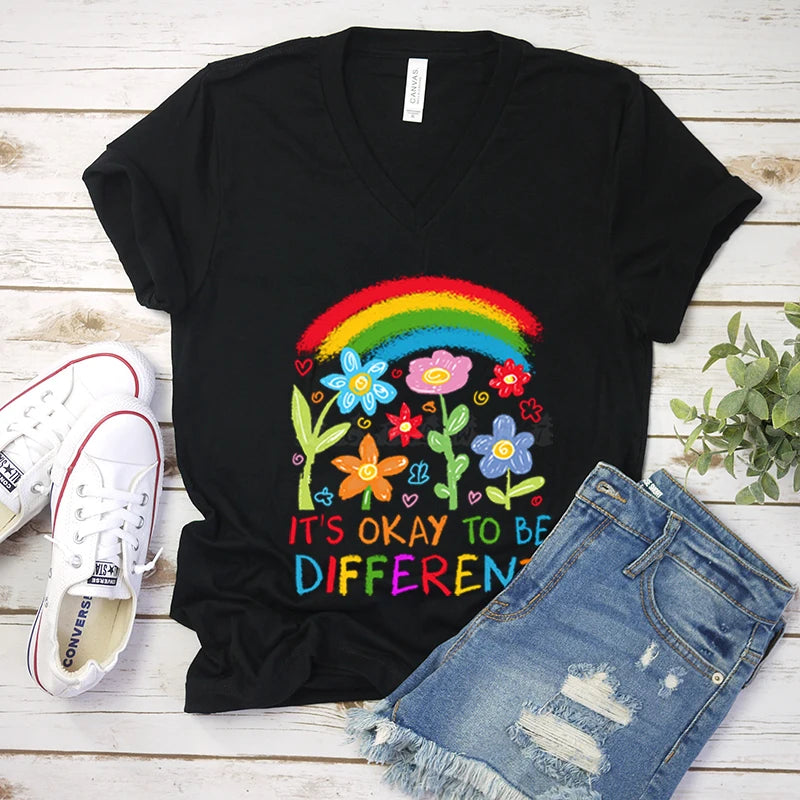 Rainbow Autism Awareness Flower T-Shirt