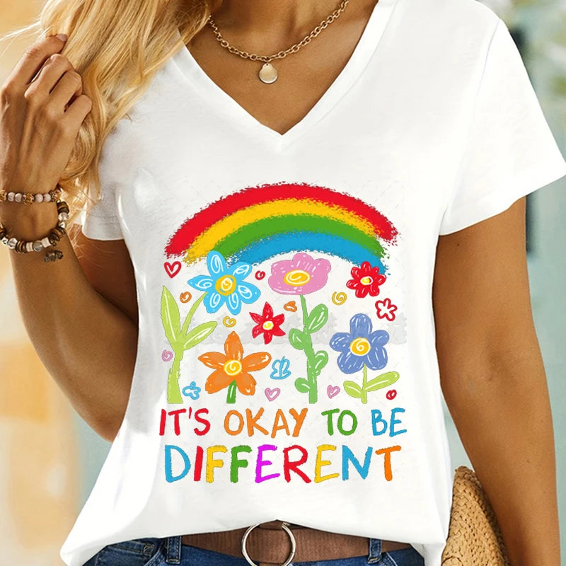 Rainbow Autism Awareness Flower T-Shirt