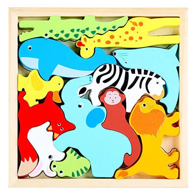 Wooden Tangram Shape Puzzle Toy for Kids