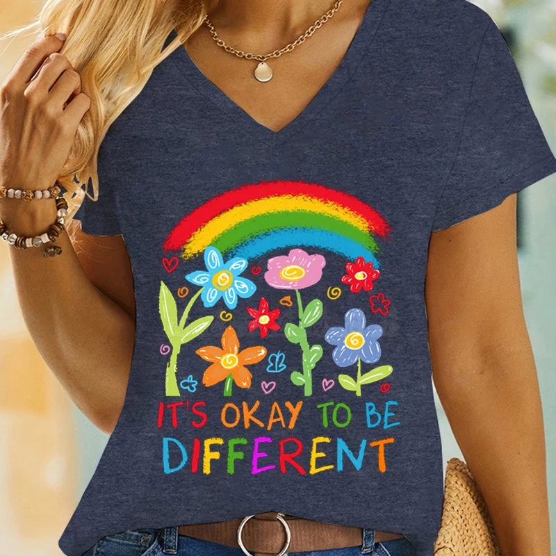 Rainbow Autism Awareness Flower T-Shirt