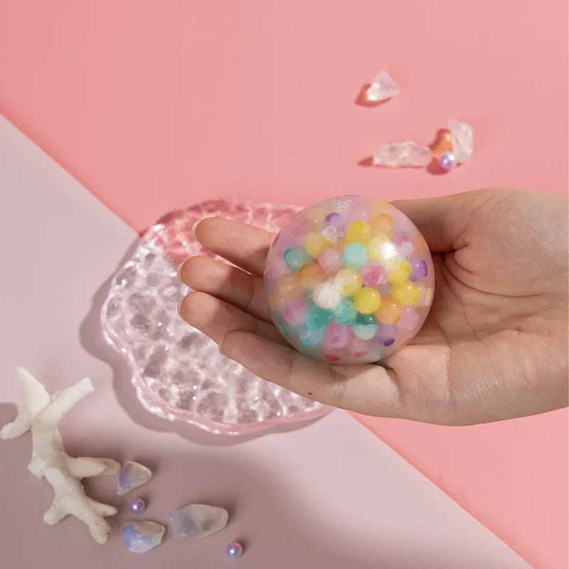 Rainbow Bead Stress Ball – 6cm Squishy Decompression Toy for Kids & Adults