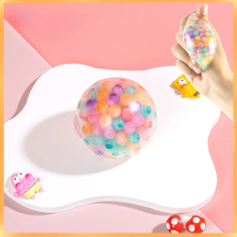 Rainbow Bead Stress Ball – 6cm Squishy Decompression Toy for Kids & Adults